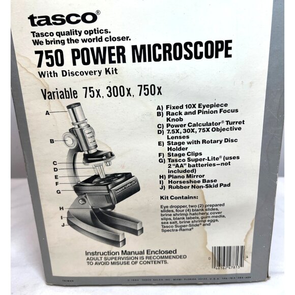 Tasco 750 Power Microscope With Durable Construction & Precision Ground Lenses I - Picture 7 of 7